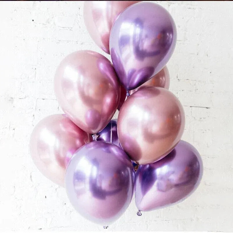 10pcs 25cm Chrome Metallic Balloons for Party Decoration Helium Thick Latex - Red