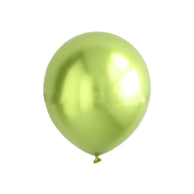 10pcs 25cm Chrome Metallic Balloons for Party Decoration Helium Thick Latex - Light Green