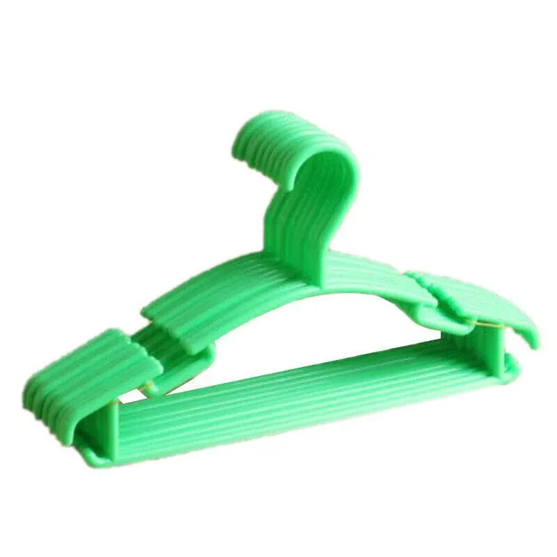 10pcs Small Plastic Clothes Hangers Mini Coat Hanger Set for Wardrobe Storage - Green