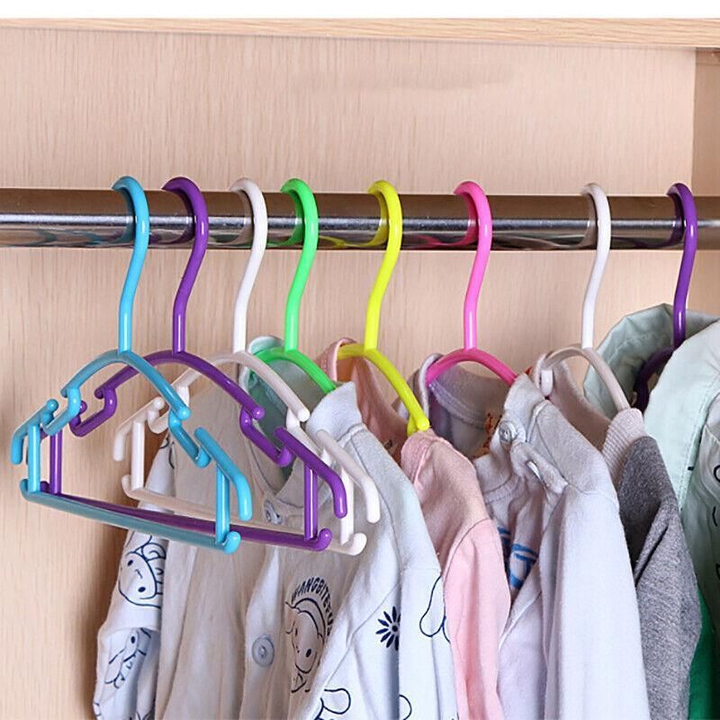 10pcs Small Plastic Clothes Hangers Mini Coat Hanger Set for Wardrobe Storage - Green