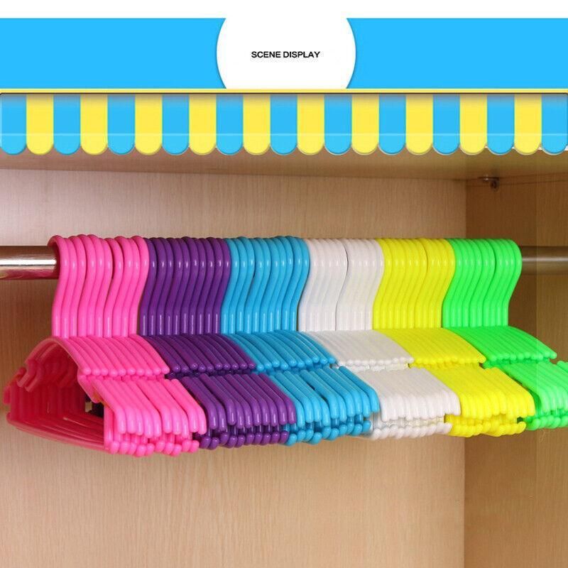 10pcs Small Plastic Clothes Hangers Mini Coat Hanger Set for Wardrobe Storage - Green