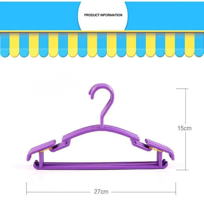 10pcs Small Plastic Clothes Hangers Mini Coat Hanger Set for Wardrobe Storage - Green