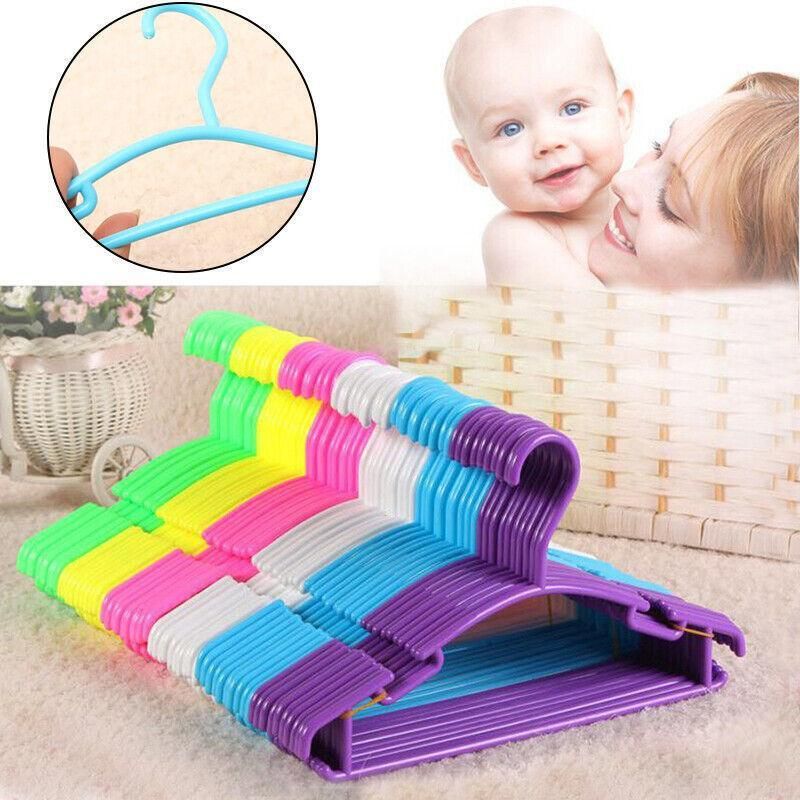10pcs Small Plastic Clothes Hangers Mini Coat Hanger Set for Wardrobe Storage - Green