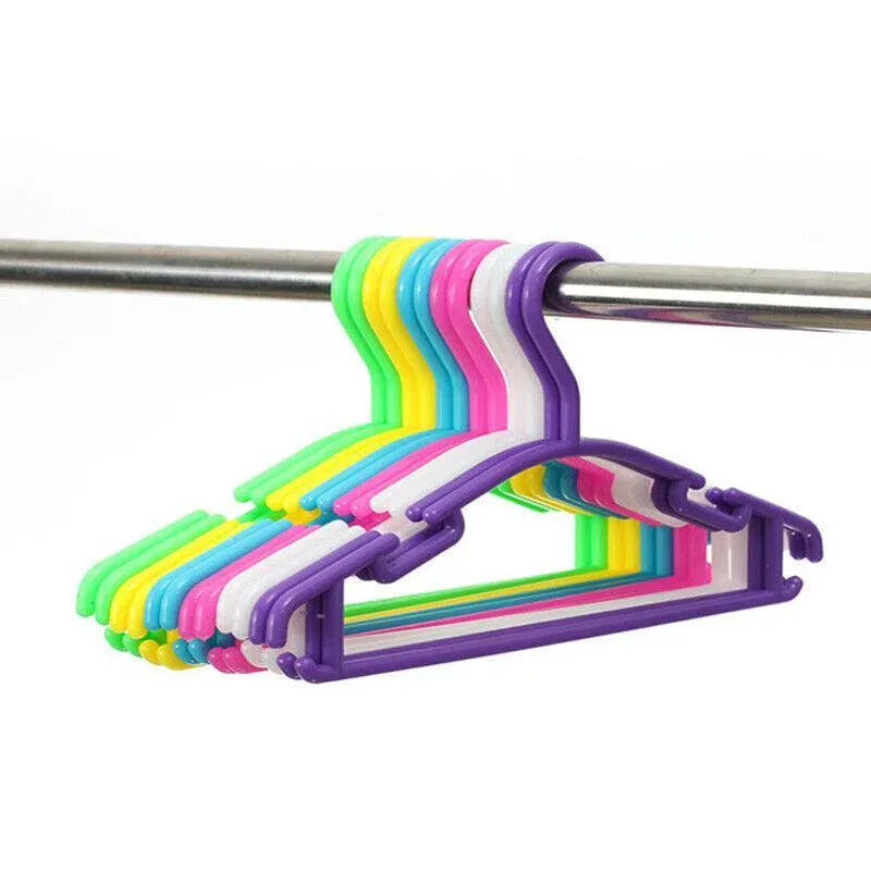 10pcs Small Plastic Clothes Hangers Mini Coat Hanger Set for Wardrobe Storage - Green