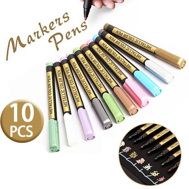 10Pcs/Set Waterproof Paint Pens for Art on Metal Glass & Rock
