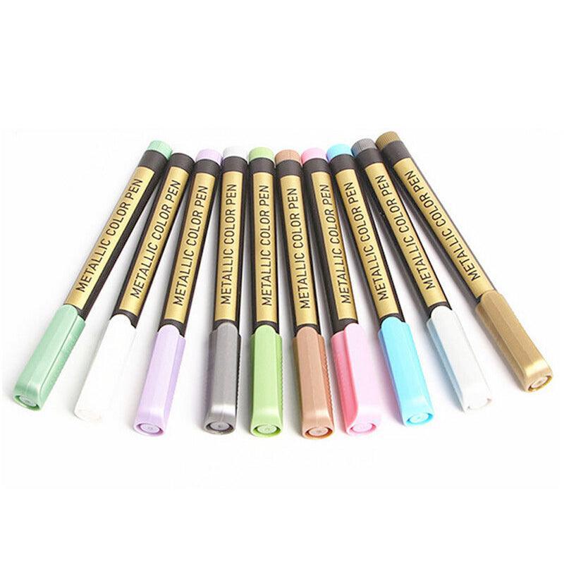 10Pcs/Set Waterproof Paint Pens for Art on Metal Glass & Rock