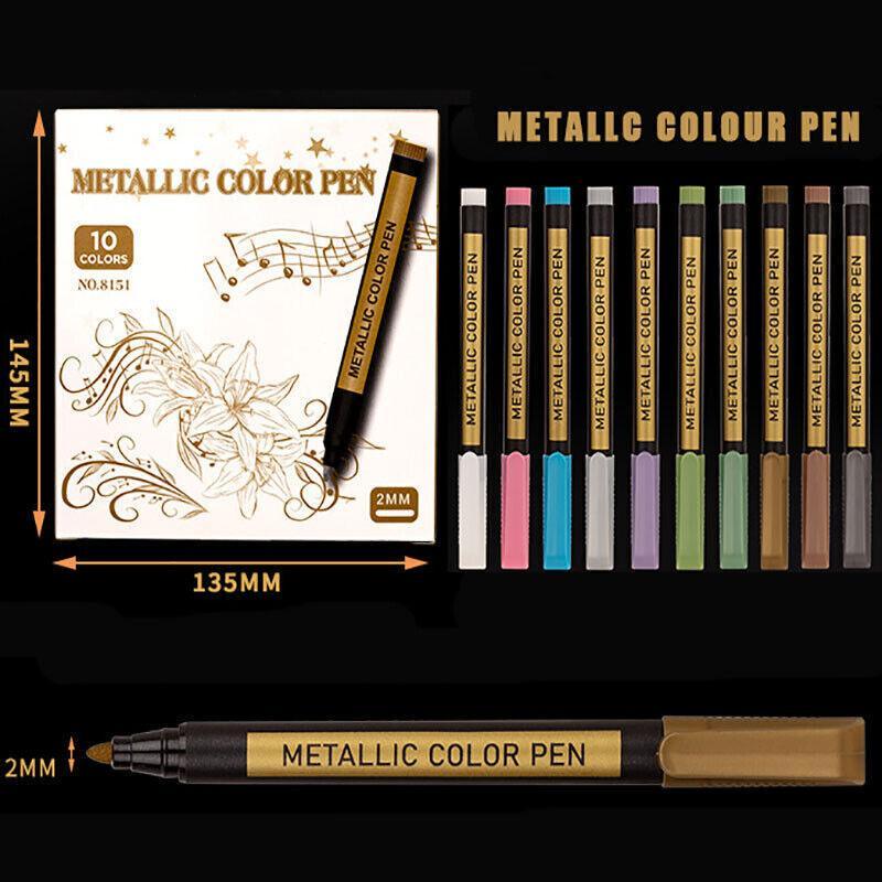 10Pcs/Set Waterproof Paint Pens for Art on Metal Glass & Rock