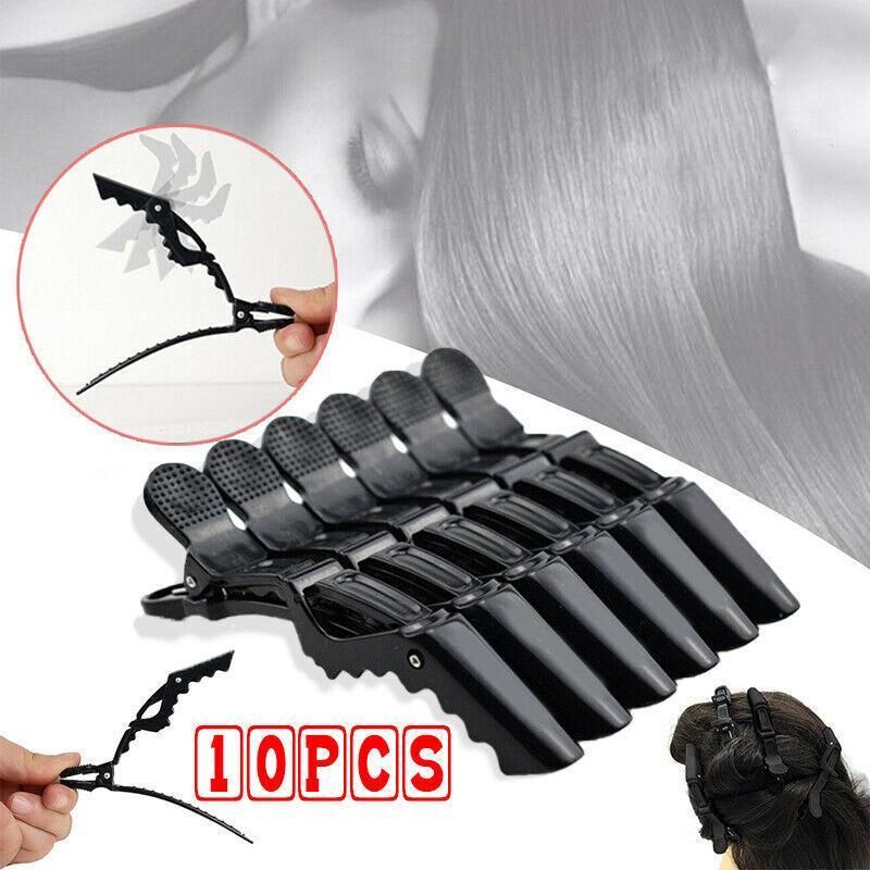 10X Matte Black Crocodile Hair Clips for Salon Hairdressing
