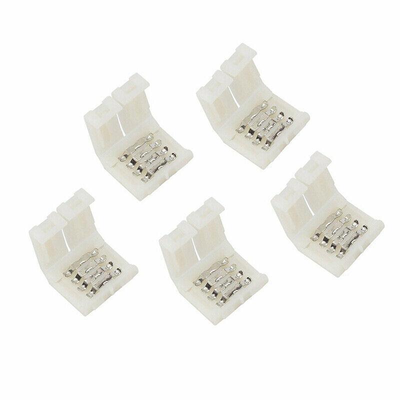 10Mm 4-Pin RGB Connector Clips for 5050 LED Strips - No Soldering