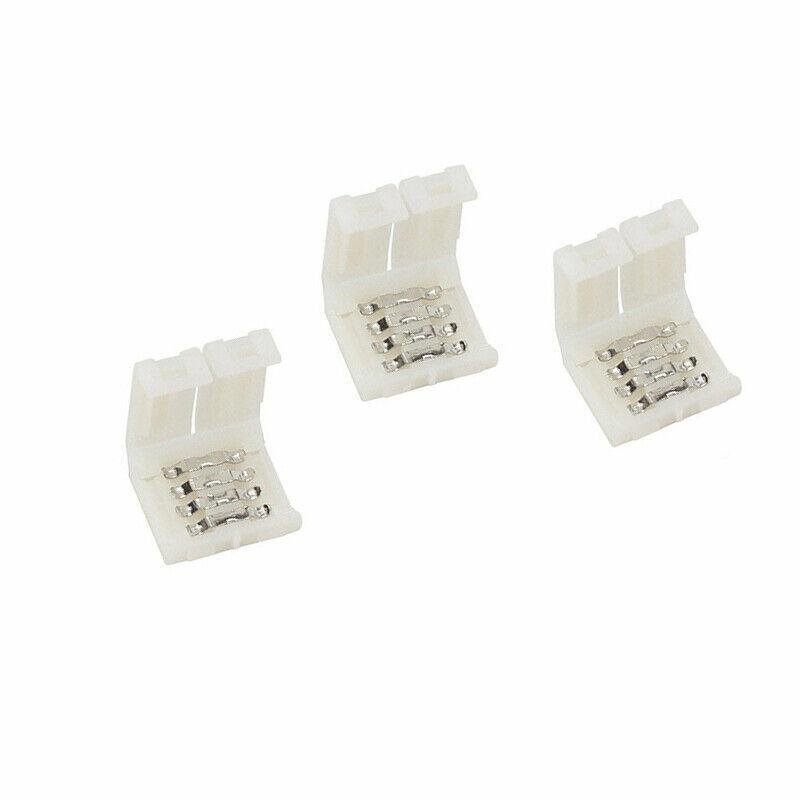 10Mm 4-Pin RGB Connector Clips for 5050 LED Strips - No Soldering
