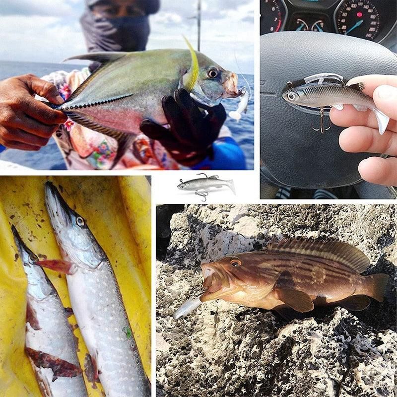 10Pcs Soft Plastic Lures Poddy Mullet Flathead Jig Head Barra Cod Fishing Tackle