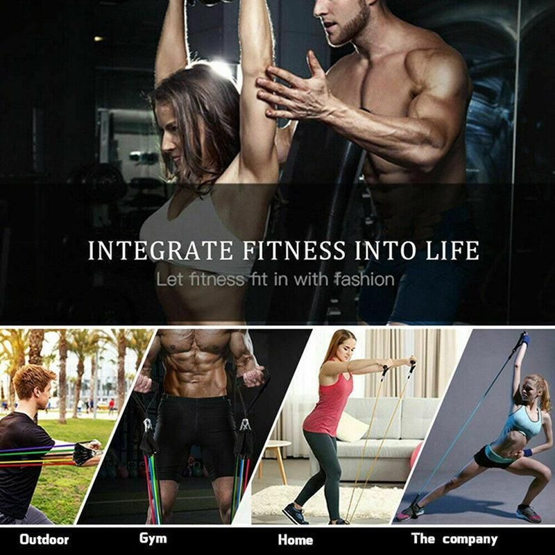 11Pcs Yoga Home Gym Fitness Latex Resistance Bands Set