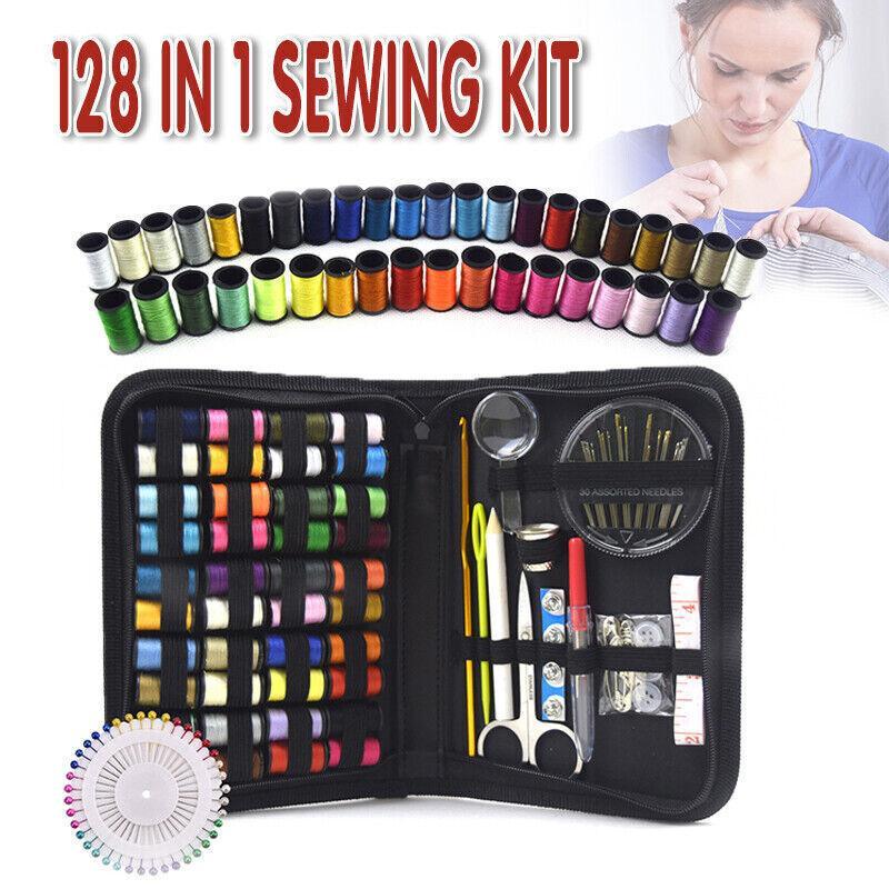 128Pcs Portable Sewing Kit Home Travel Emergency Professional Sewing Set