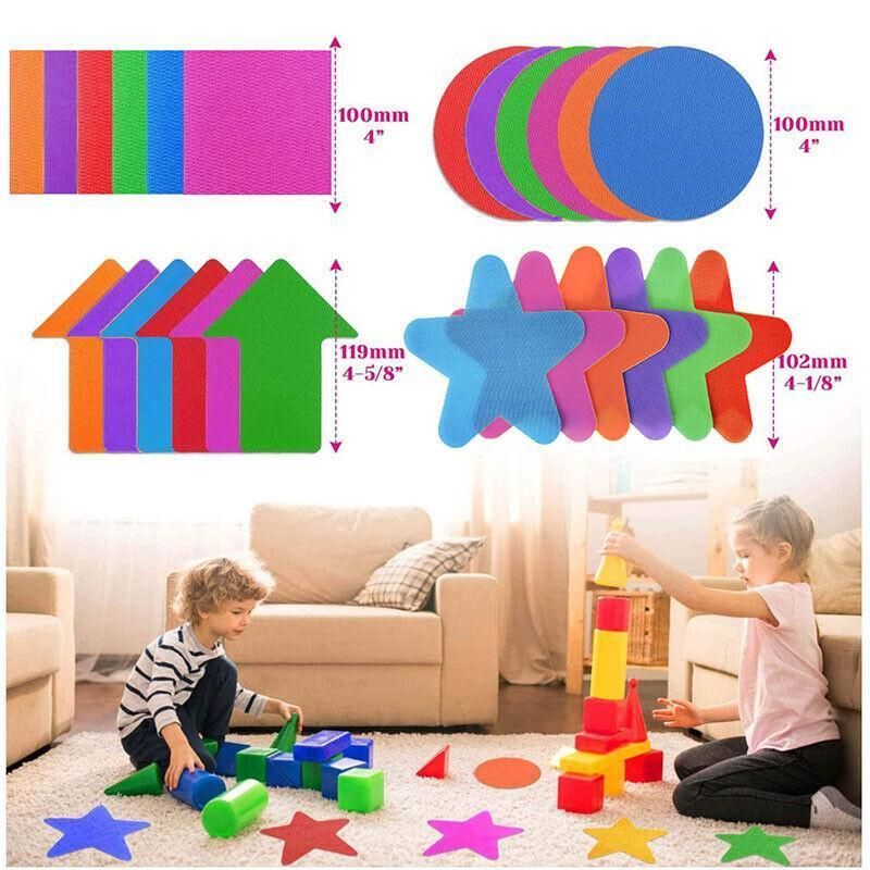 Classroom Sit Dots Carpet Spot Markers 30pcs Circles Stars Arrows Teaching Tool - Square