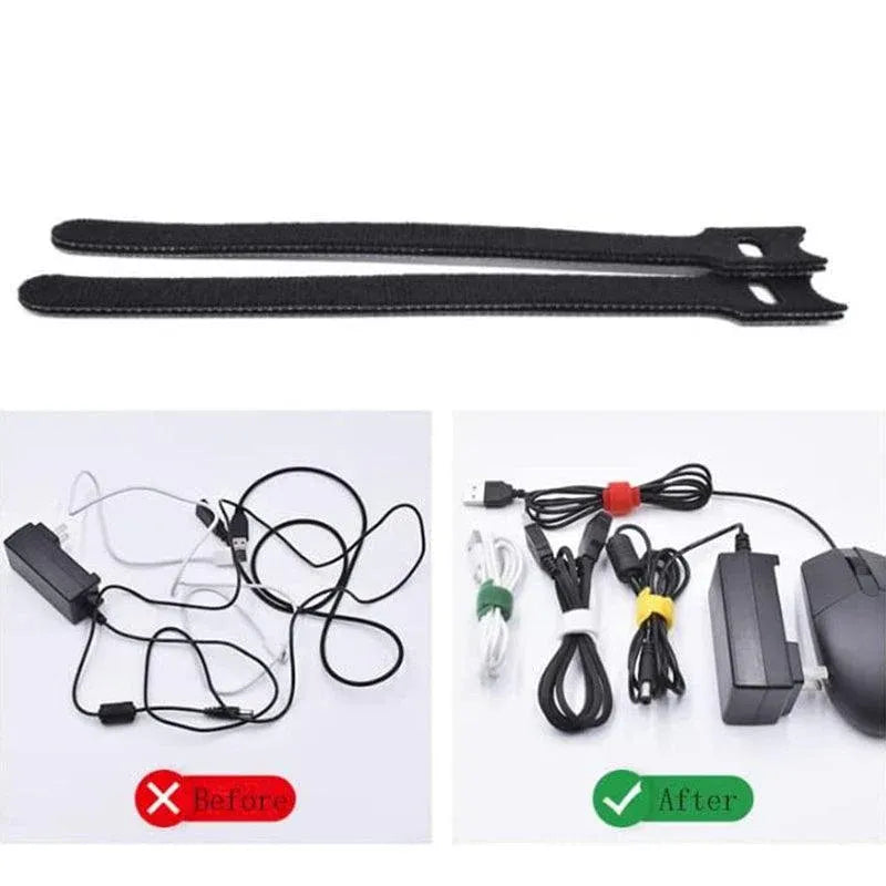 10/20/50PCS Reusable Hook and Loop Cable Ties Nylon Wire Cord Strap Organizer - 150 mm* 10 PCS