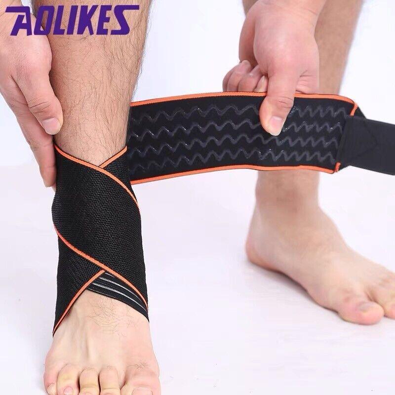 Aolikes Ankle Brace Support Compression Elastic Foot Wrap Protector Sport Au - Red 1 Unit