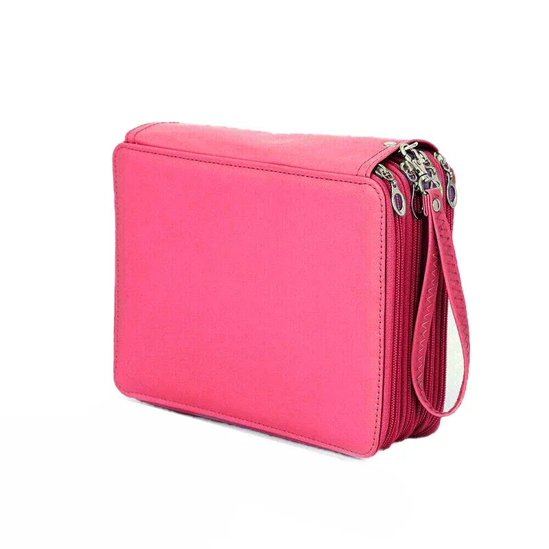 168 Slots Large Capacity Pencil Case Foldable Pen Bag Make Up Storage Organizer - Rose Red