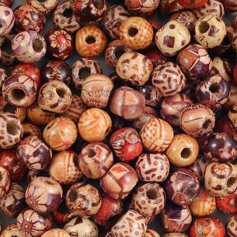 200Pcs Mixed Large Hole Boho Wooden Beads For Macrame European Charms Diy Crafts