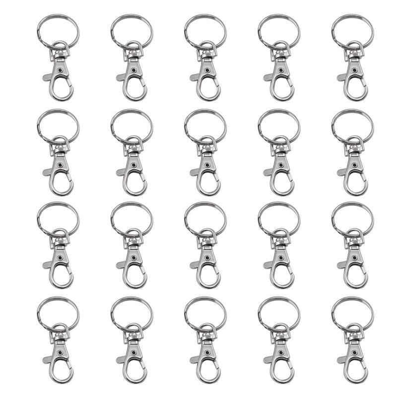20X Swivel Lobster Clasp Clips Hook Alloy Key Ring Split Keychain Durable