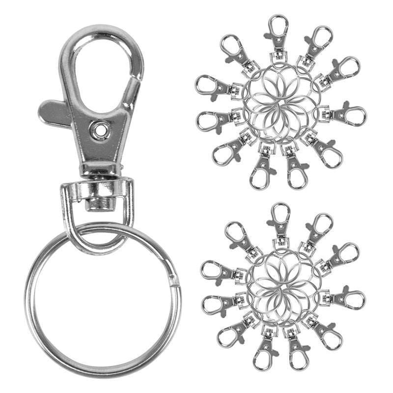 20X Swivel Lobster Clasp Clips Hook Alloy Key Ring Split Keychain Durable