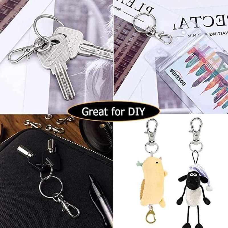 20X Swivel Lobster Clasp Clips Hook Alloy Key Ring Split Keychain Durable
