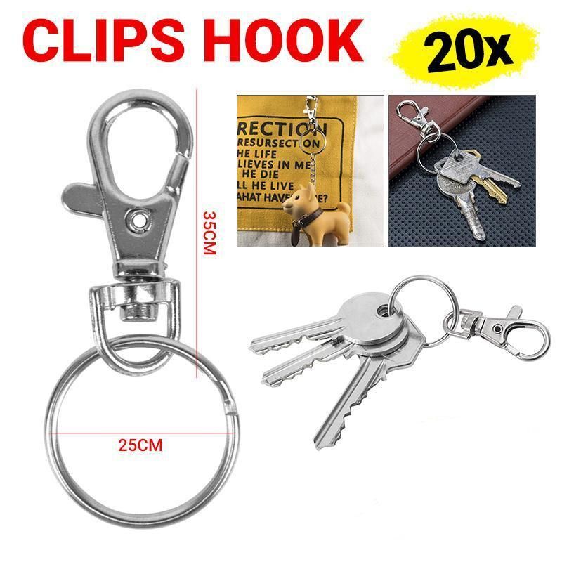 20X Swivel Lobster Clasp Clips Hook Alloy Key Ring Split Keychain Durable