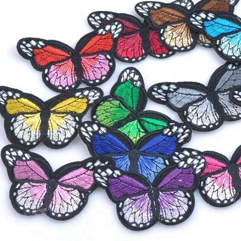 20Pcs Colourful Butterfly Applique Lace Trims Sewing Embroidery Craft Patch Sew