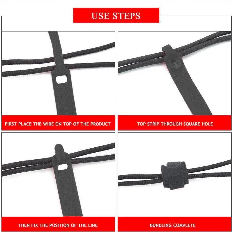 10/20/50PCS Reusable Hook and Loop Cable Ties Nylon Wire Cord Strap Organizer - 250 mm* 50 PCS
