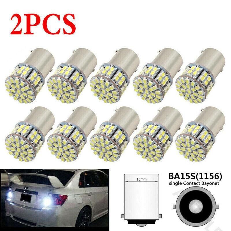 2X Ba15S 50 Smd Led - Bright White 1156 Brake Reverse Light Bulb Globe Lamp 12V