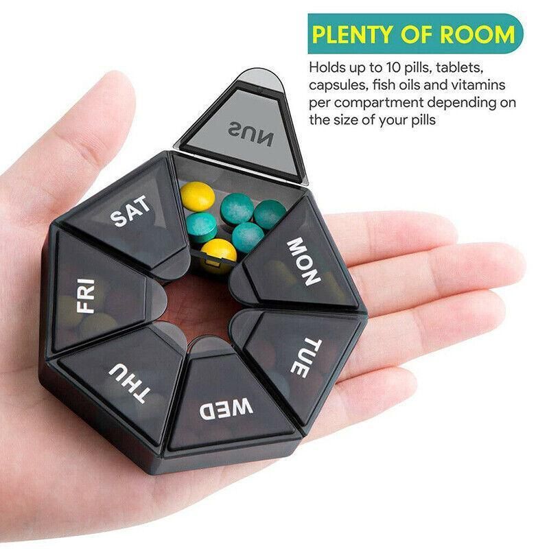 Weekly Pill Organiser 7 Day Medicine Box Tablet Case Dispenser 2 Pack - Yellow
