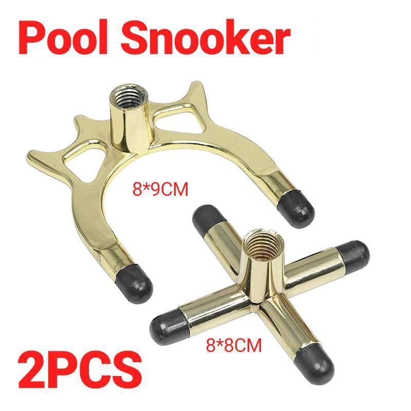 2PCS Pool Snooker Billiard Table Cue Rest Cross And Spider Jigger Brass Set