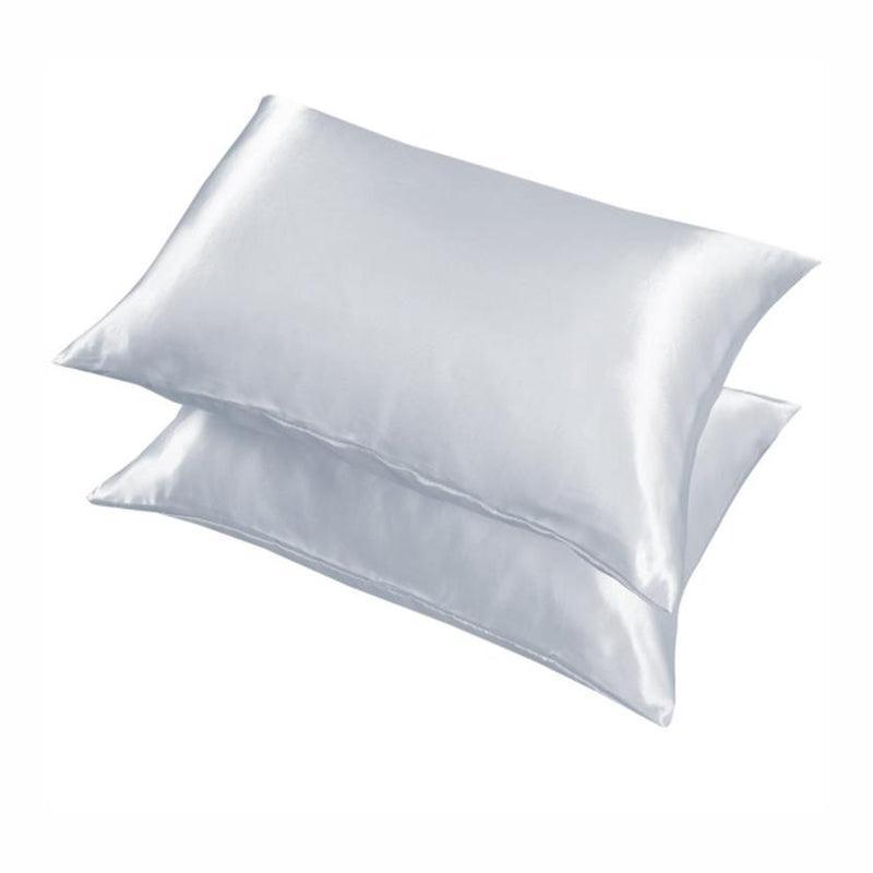2 Pack Satin Pillowcases Luxury Soft Cushion Covers Bedroom Home Decor - Light Blue