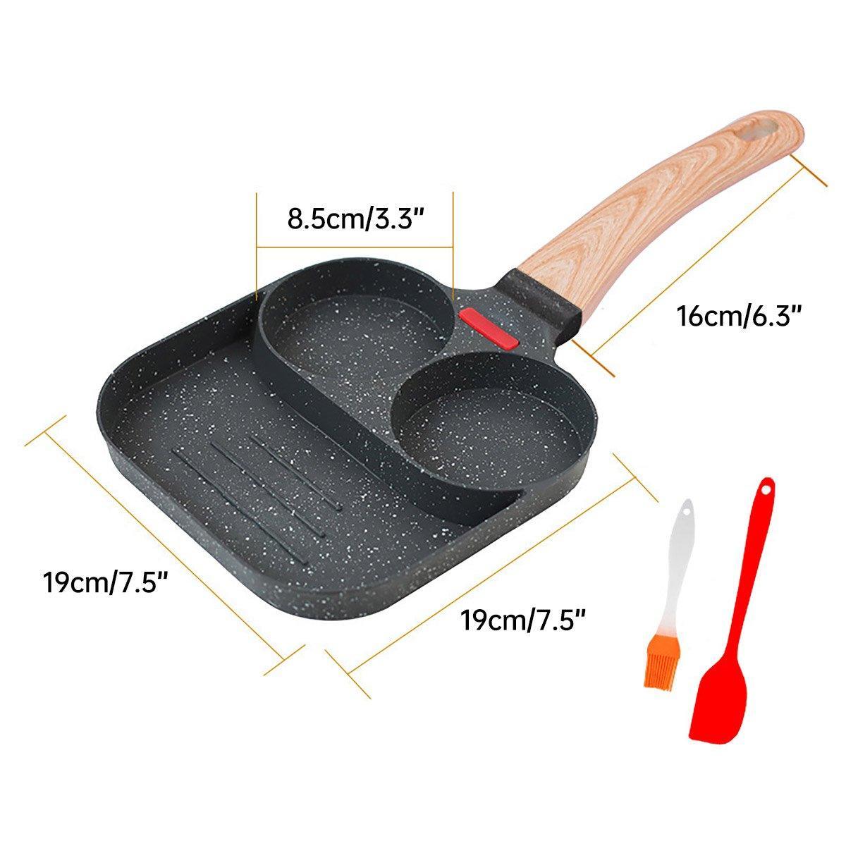 Nonstick Three in One Egg Frying Pan Skillet Breakfast Cooker for Kitchen Use