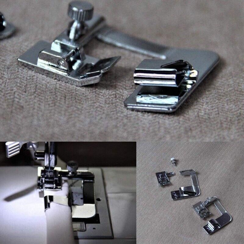 3Pcs Wide Rolled Hem Hemmer Foot For Domestic Sewing Machines Snap On Presser Au
