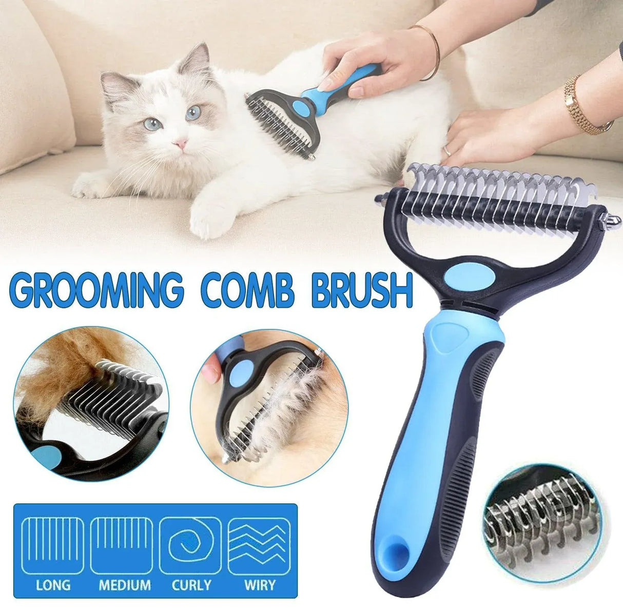 Dog Pet Cat Grooming Comb Brush Undercoat Rake Dematting Deshedding Trimmer Tool