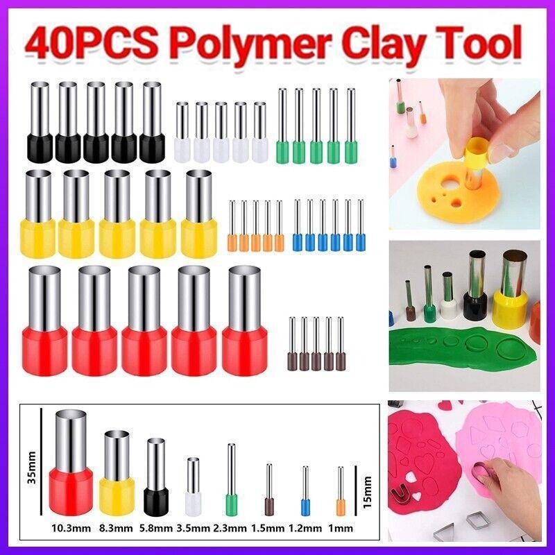40PCS Mini Round Polymer Clay Cutters Stainless Steel Cookie Fondant Tool Set