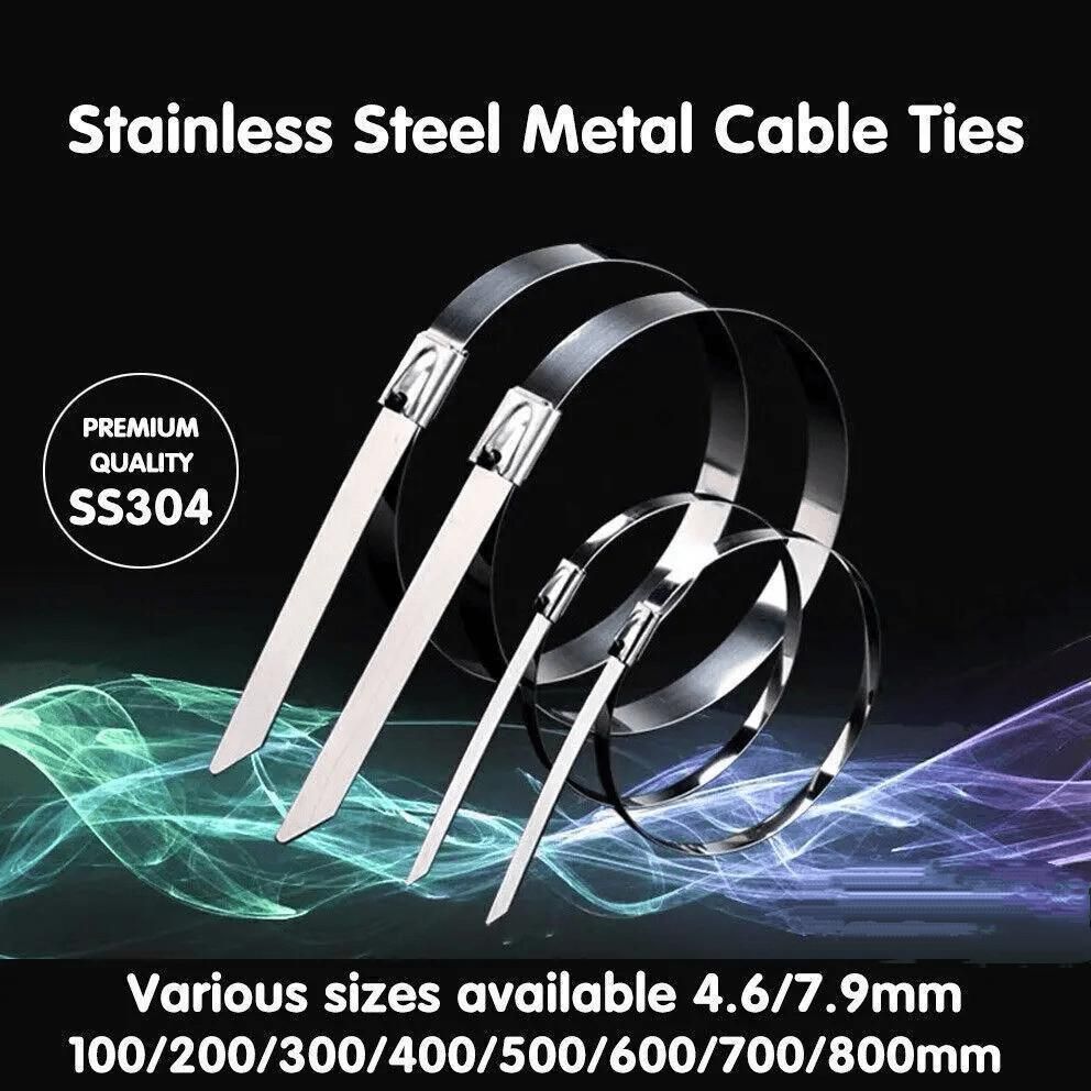 20pk Stainless Steel S304 Marine Cable Ties Zip Strap Lock