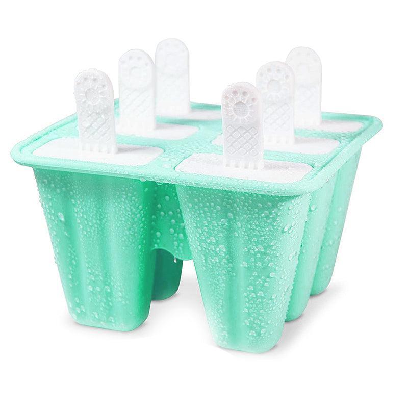 Silicone Ice Cream Mould Block Frozen Molds Icy Pole Jelly Popsicle - Blue-4Grid