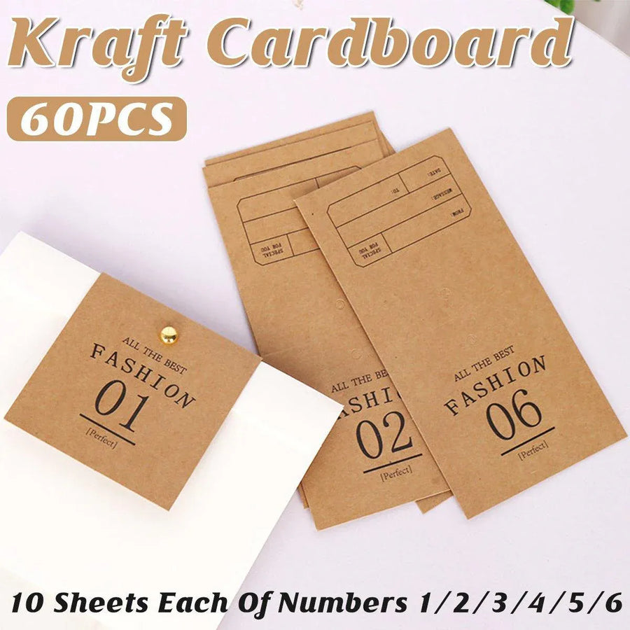 60PCS Folded Kraft Paper Biscuit Kraft Cardboard paper Creative Decorative Paper