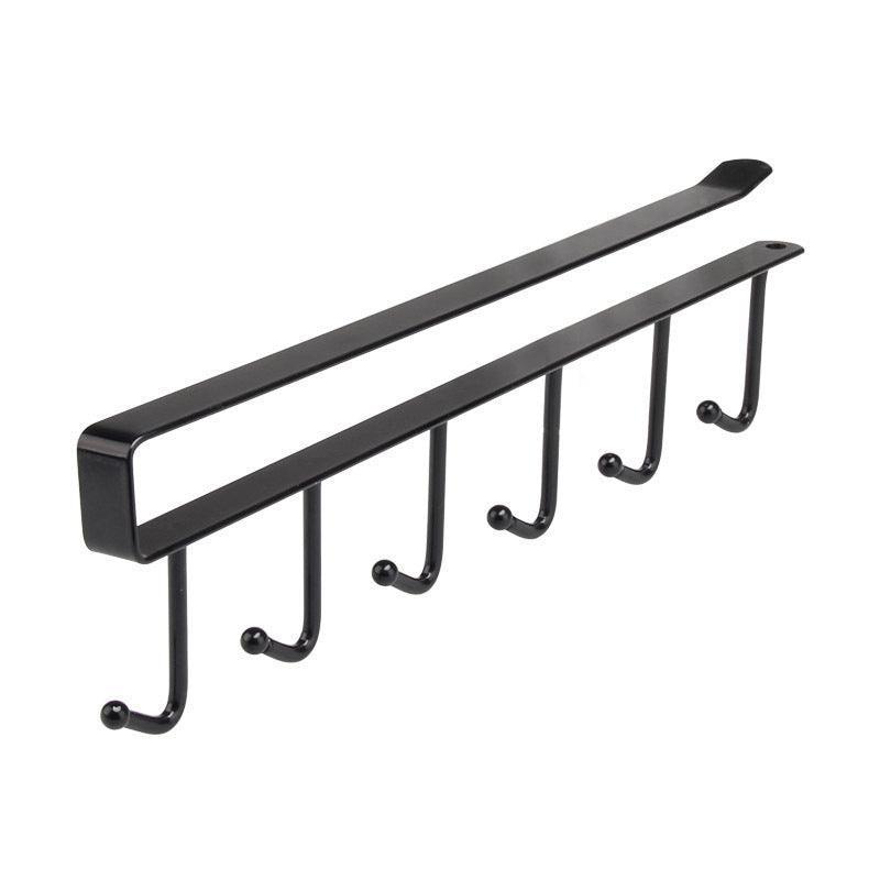 6Hook Mug Cup Rack Holder Under Shelf Kitchen Cabinet Hanger Organiser Wardrobe - Black