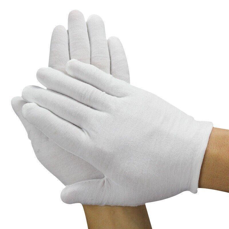 6 Pairs Handling Work Hands Protector Soft Costume Jewellery Cotton White Gloves - XL