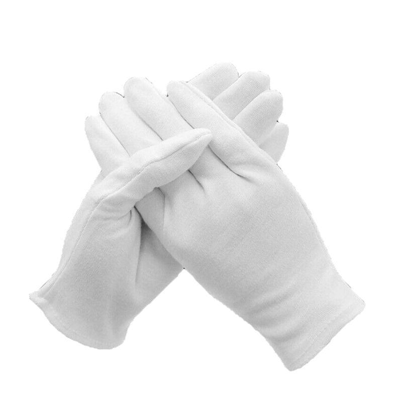 6 Pairs Handling Work Hands Protector Soft Costume Jewellery Cotton White Gloves - XL