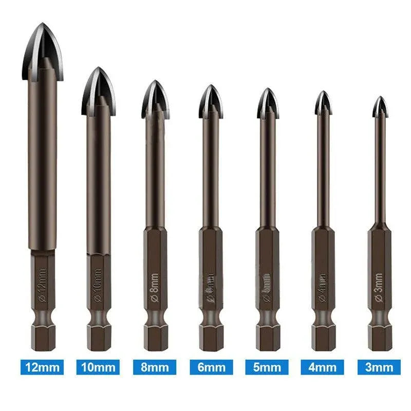 7Pcs Efficient Universal Drilling Tool Multifunctional Cross Alloy Drill Bit Au