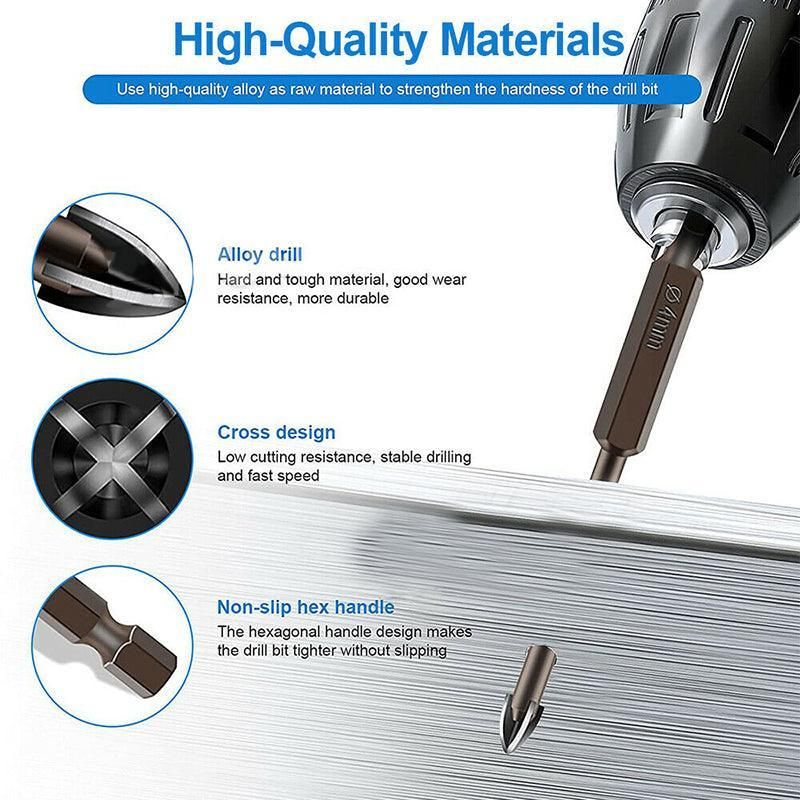 7Pcs Efficient Universal Drilling Tool Multifunctional Cross Alloy Drill Bit Au