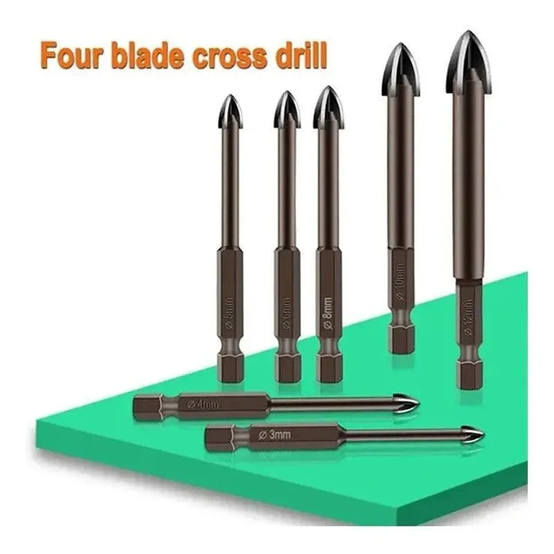 7Pcs Efficient Universal Drilling Tool Multifunctional Cross Alloy Drill Bit Au