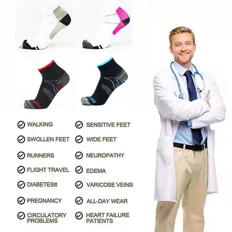 L XL Ankle Compression Socks for Foot Support and Daily Comfort Unisex - Black-Blue