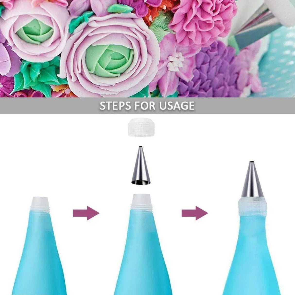 2/4PCS Reusable Silicone Pastry Bag DIY Icing Bags Cream Cake Decorating - 2 PCS(18 inch *2)