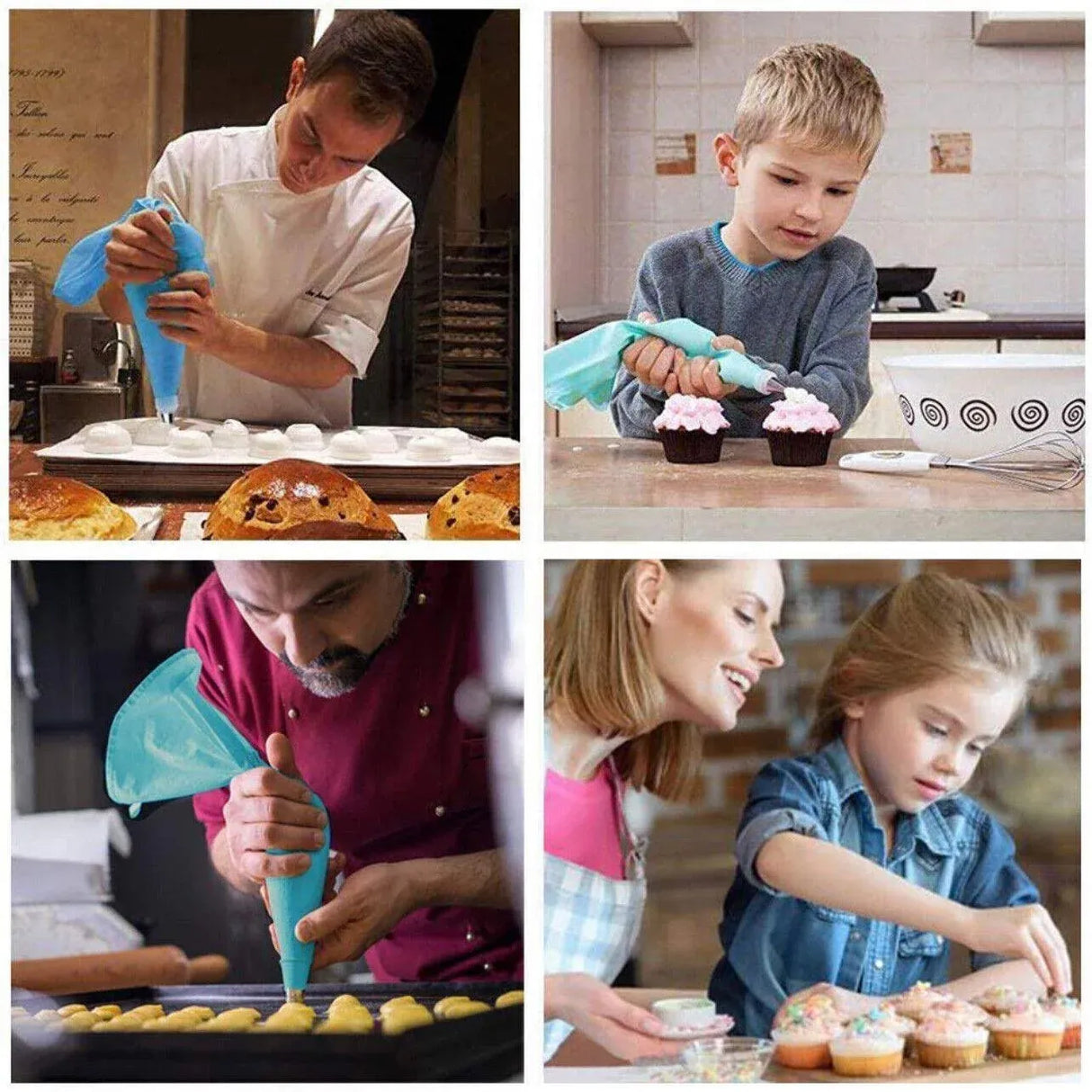 2/4PCS Reusable Silicone Pastry Bag DIY Icing Bags Cream Cake Decorating - 2 PCS(18 inch *2)