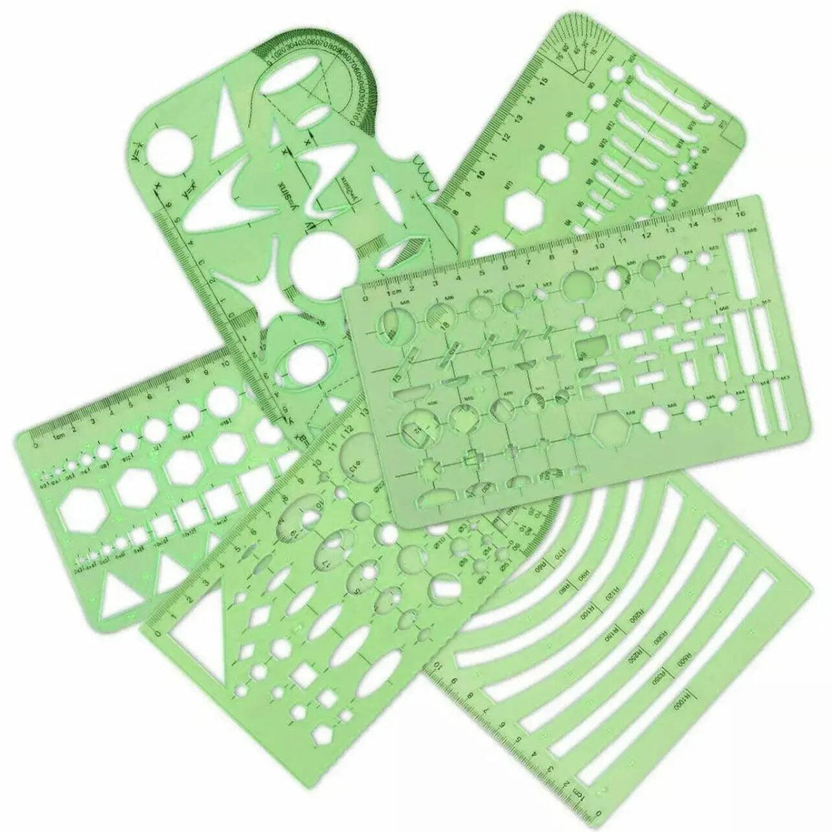 11Pcs Plastic Geometric Template Ruler Stencil Set Measuring Tool - 11 PCS