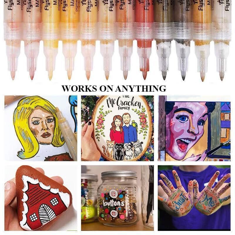 12 Colours Acrylic Paint Pens Markers Skin Tone